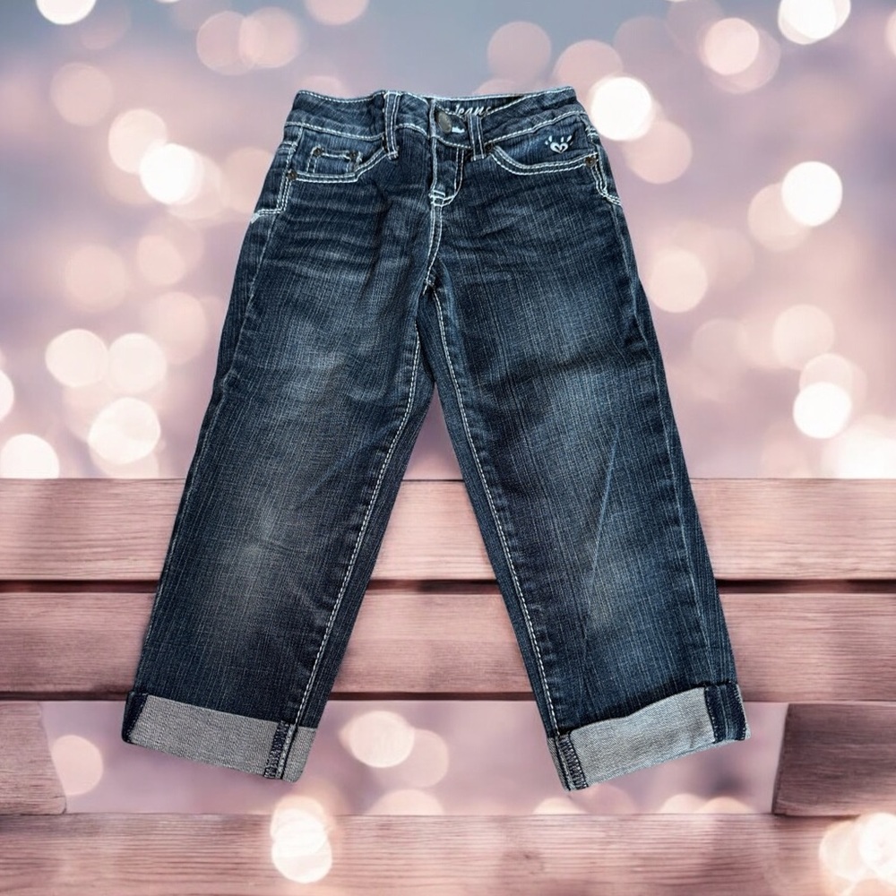 Stylish Dark Wash Denim Capris Girls 7 Slim
